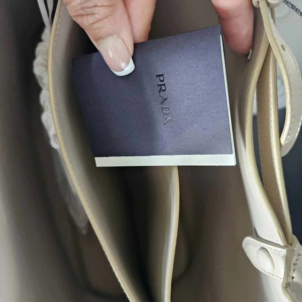 Prada Cream Leather Top-Handle Tote - Picture 7 of 9